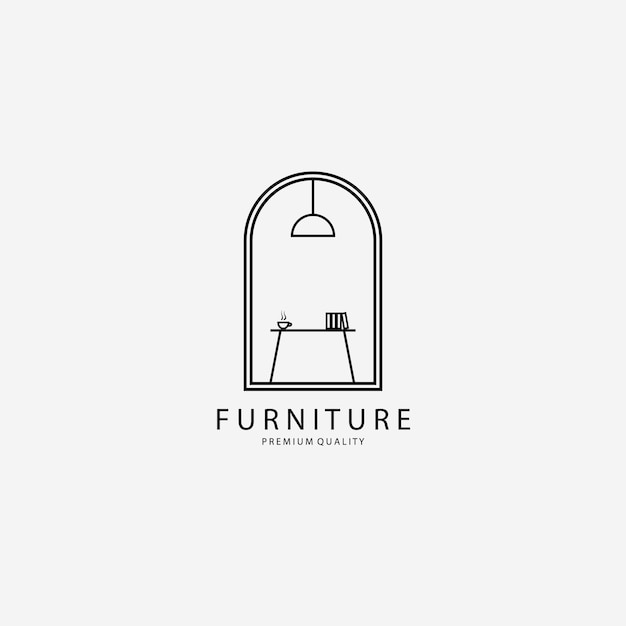 Vecteur meubles table logo vector illustration design ligne art emblème