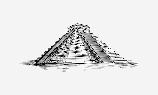 Vecteur mexico chichen itza kukulkan illustration vectorielle dessinée à la main