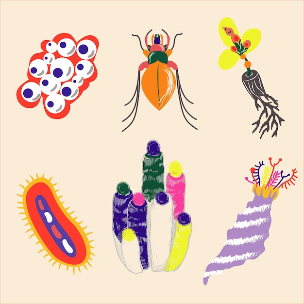 Vecteur microbes abstraits colorés 02