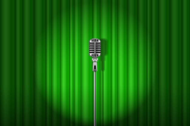 Vecteur microphone sur fond vert