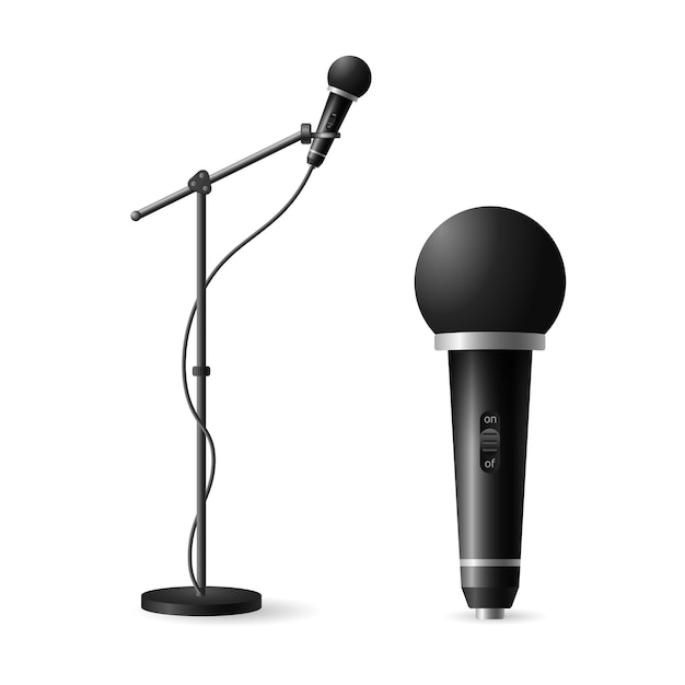 Vecteur microphone avec pied et sans