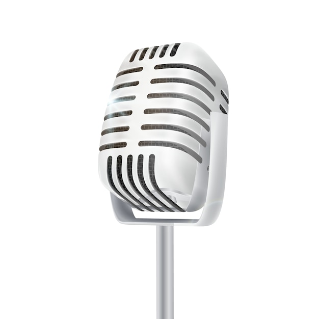 Microphone de studio vintage en argent.