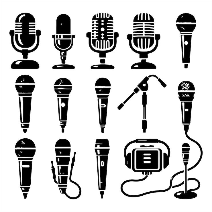 Vecteur microphone vintage vecteur de silhouette