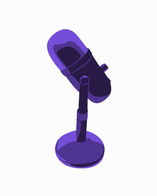 Un microphone violet sur fond blanc