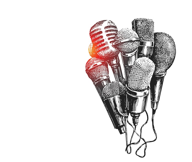 Microphones et enregistreurs de nouvelles pour le symbole du journalisme