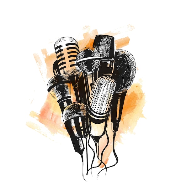 Microphones et enregistreurs pour symbole de journalisme