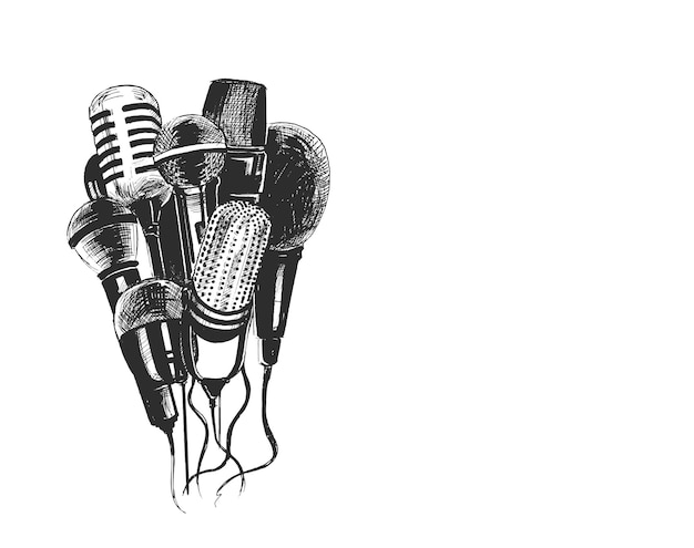 Microphones et enregistreurs pour symbole de journalisme