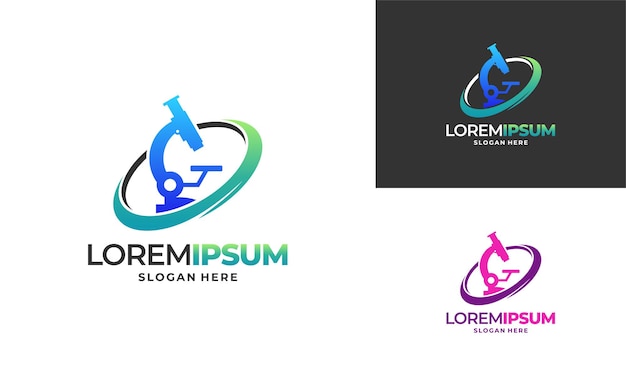 Microscope Lab Logo Template Design, Science Logo Icône Modèle Vector Illustration