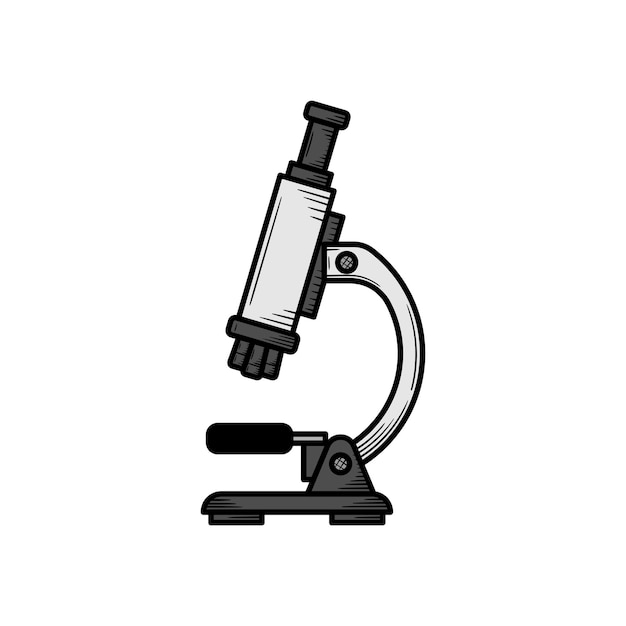 Microscope scientifique icône illustration dessinée à la main isolée