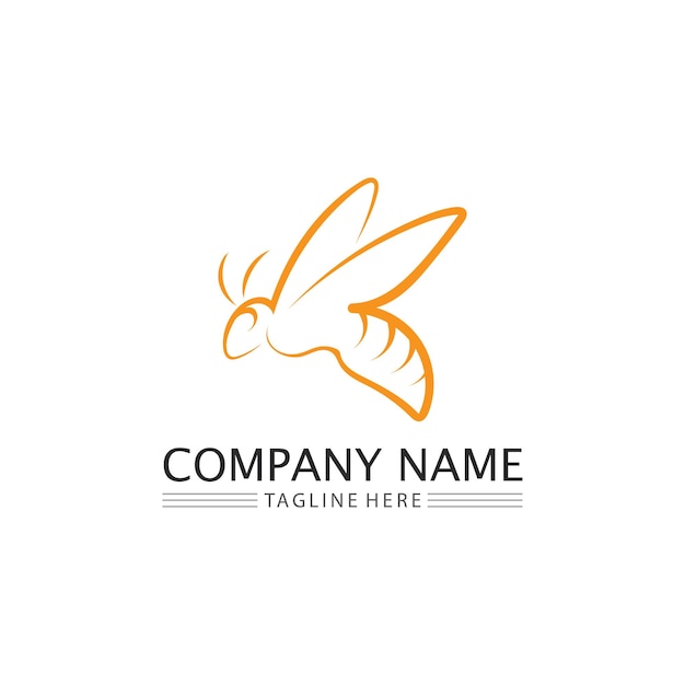 Miel Et Abeille Icône Logo Vector Design Et Illustration D'animaux