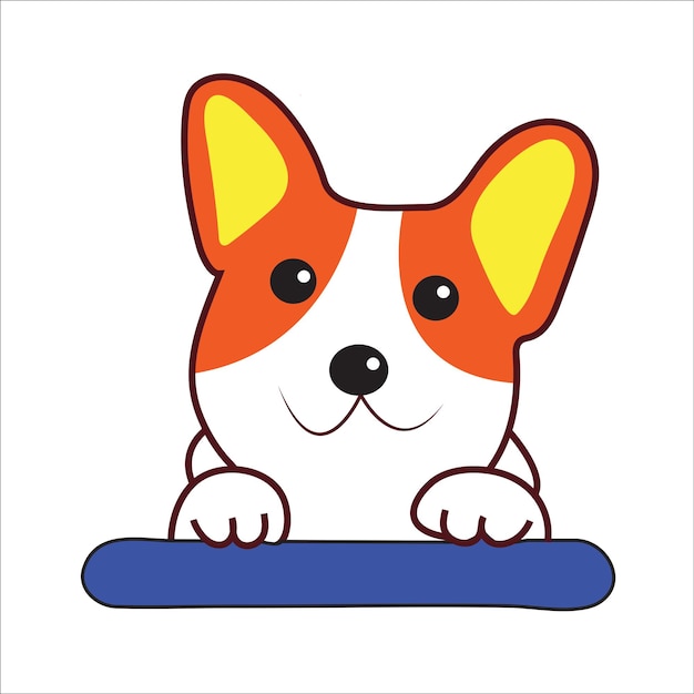 Vecteur mignon assis souriant corgi chien vecteur dessin animé illustration kawai corgi chiot imprimer