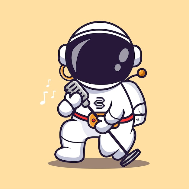 mignon astronaute chantant avec microphone