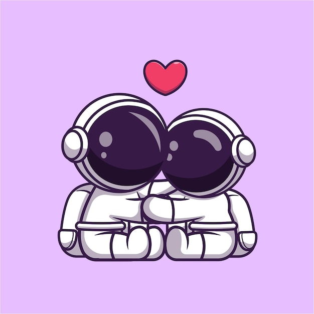 Vecteur mignon astronaute couple câlin dessin animé vecteur icône illustration science technologie icône concept isolé