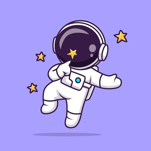 Vecteur mignon, astronaute, jouer, à, étoile, dans, espace, dessin animé, vecteur, icône, illustration, science, technologie, icône