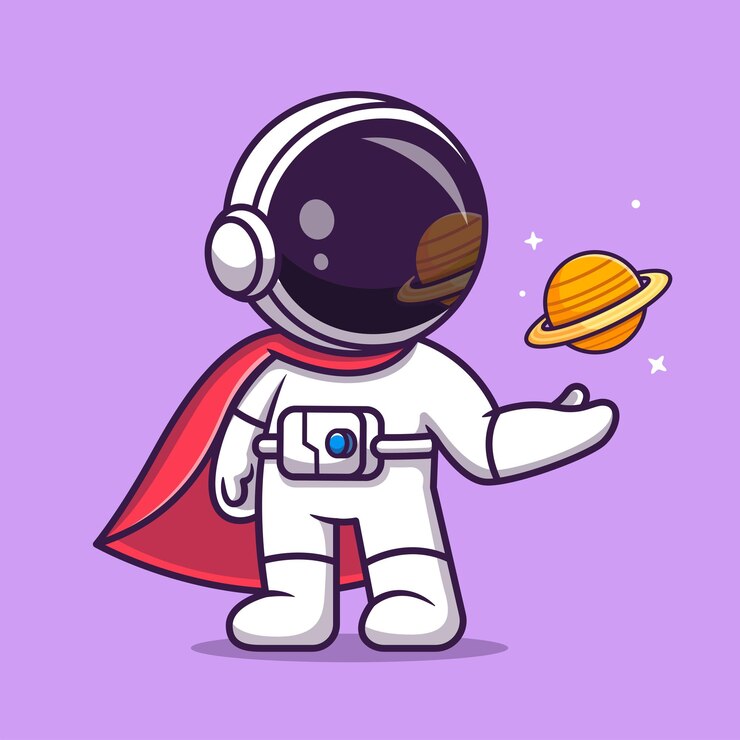 Vecteur mignon astronaute super héros avec planète dessin animé vecteur icône illustration science vacances isolé