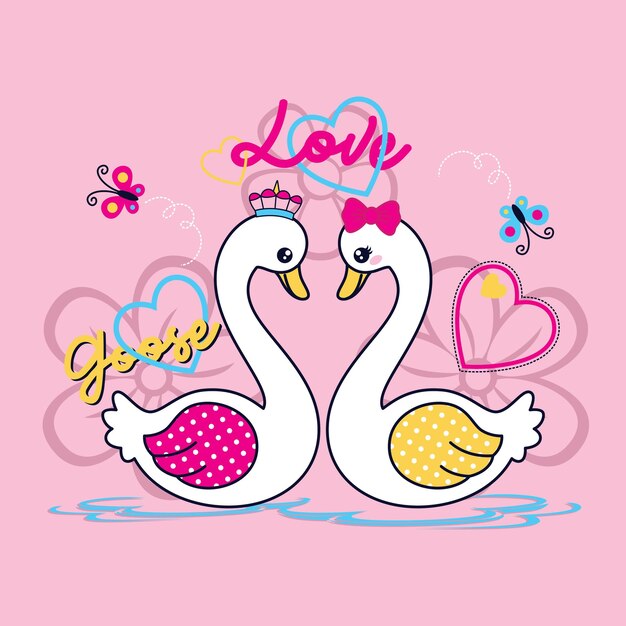 mignon beau cygne illustration vectorielle