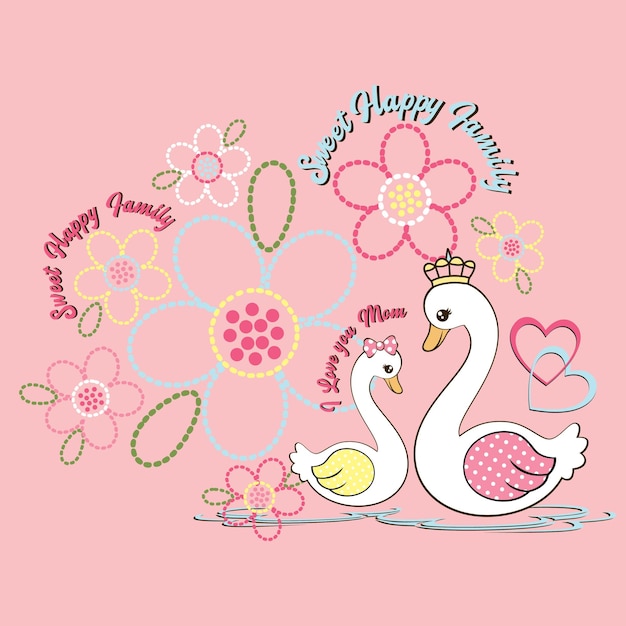 mignon beau cygne illustration vectorielle