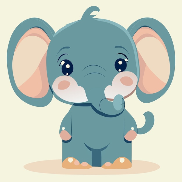 Vecteur mignon bébé éléphant dessiné à la main dessin animé autocollant icône concept illustration isolée