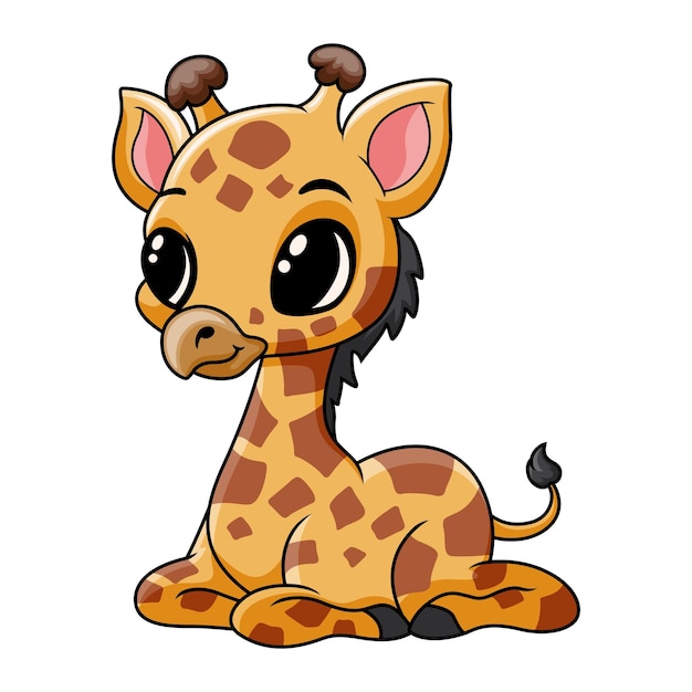 Mignon Bébé Girafe Drôle Assis