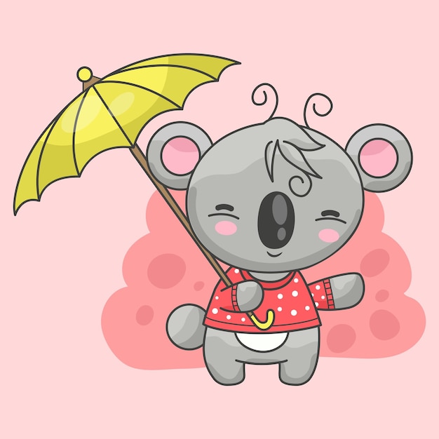 Mignon Bébé Koala Tenant Un Parapluie