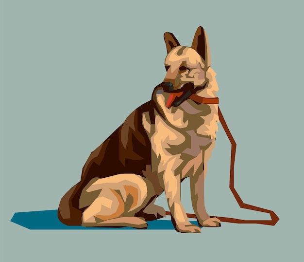 Vecteur mignon berger allemand chien dessin animé malinois dessiné à la main animaux de compagnie illustration vectorielle comique