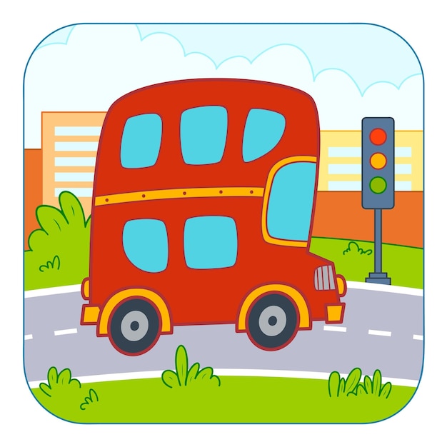 Mignon Bus Dessin Animé Bus Clipart Vecteur Nature Fond