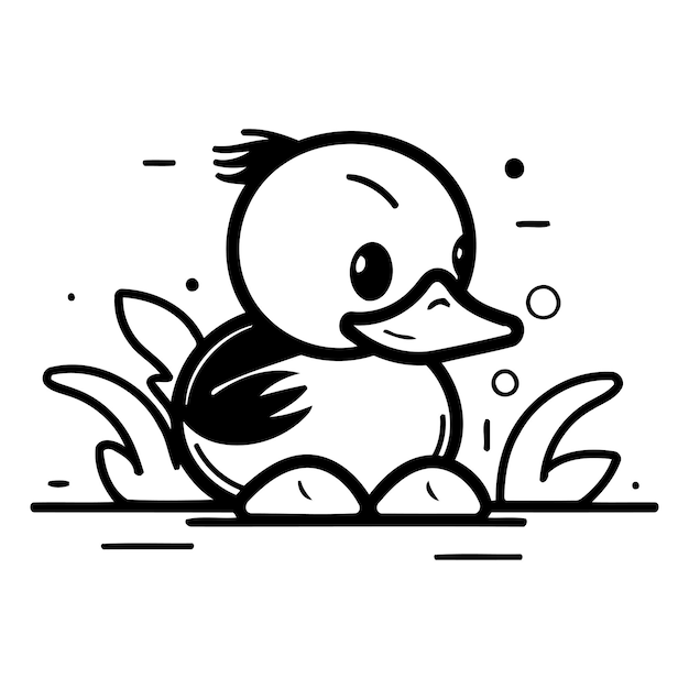 Un Mignon Canard De Dessin Animé Sur Un Fond Blanc Illustration Vectorielle