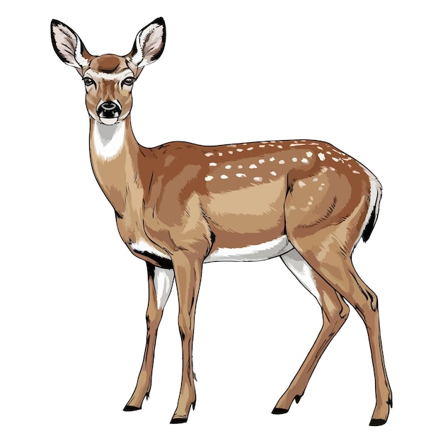 Un mignon cerf de dessin animé isolé sur un fond blanc