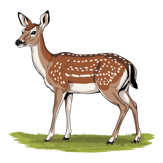 Un mignon cerf de dessin animé isolé sur un fond blanc