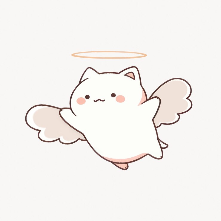 Vecteur un mignon chat angélique avec des ailes