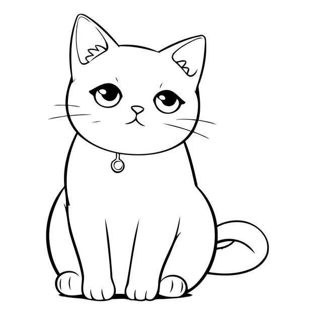 Vecteur un mignon chat blanc de dessin animé assis sur un fond blanc illustration vectorielle