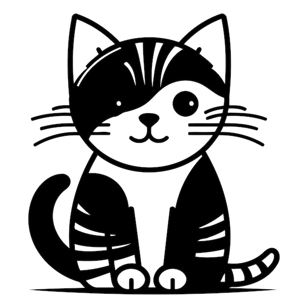 Un Mignon Chat De Dessin Animé Illustration Vectorielle Isolée Sur Un Fond Blanc