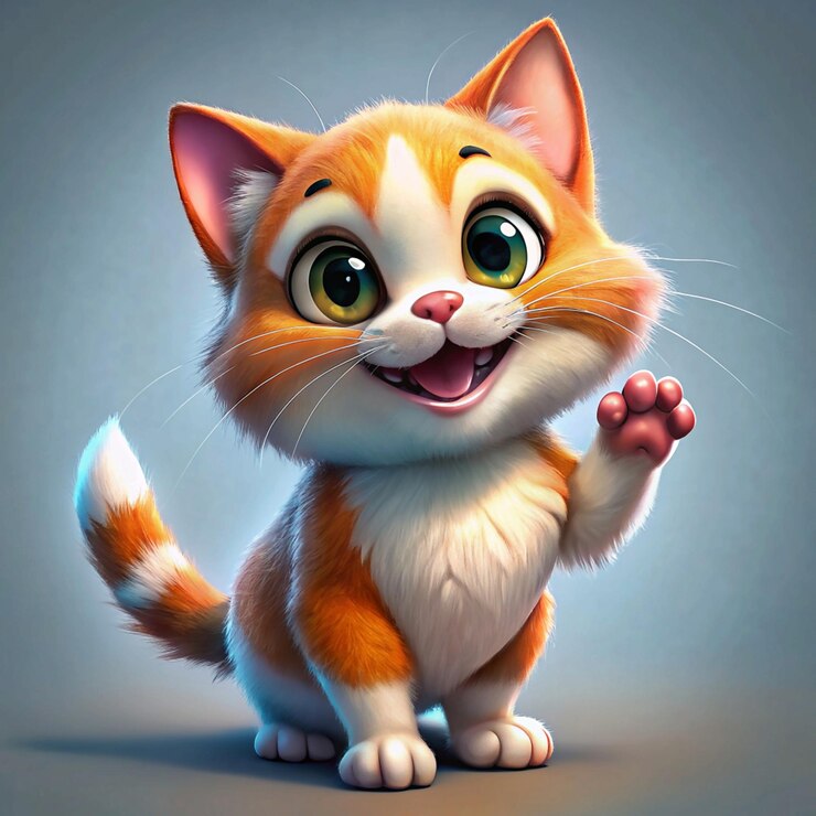 Un mignon chat de dessin animé qui agite