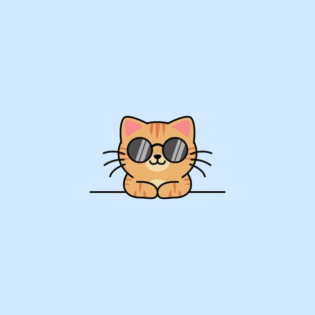 Vecteur un mignon chat orange avec des lunettes de soleil illustration vectorielle de dessin animé