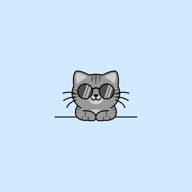 Vecteur un mignon chat tabby avec des lunettes de soleil illustration vectorielle de dessin animé
