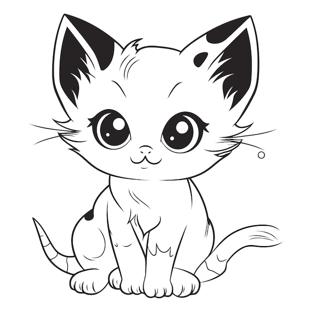 Vecteur un mignon chaton de dessin animé pour le livre de coloriage pour enfants