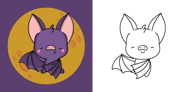 Mignon Chauve-souris Clipart Illustration Et Noir Et Blanc. Clip Art Drôle Flittermouse.