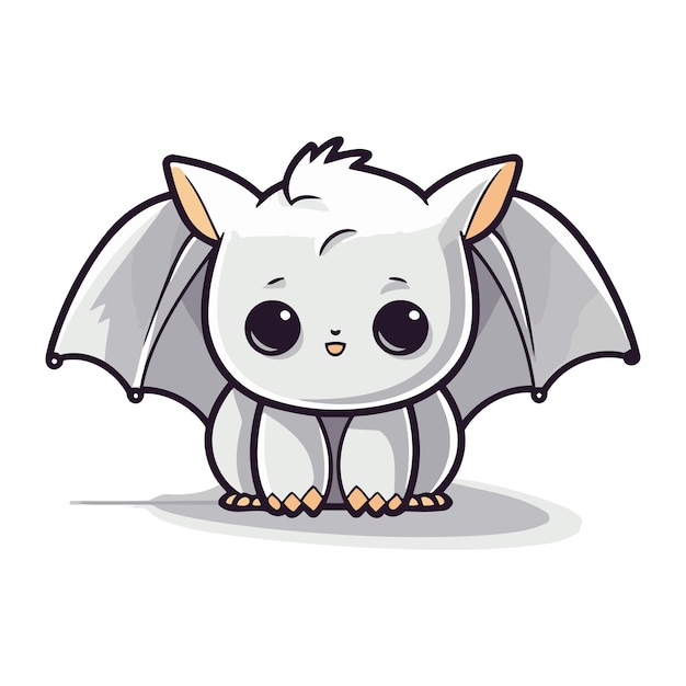 Vecteur mignon chauve-souris de dessin animé isolé sur un fond blanc illustration vectorielle