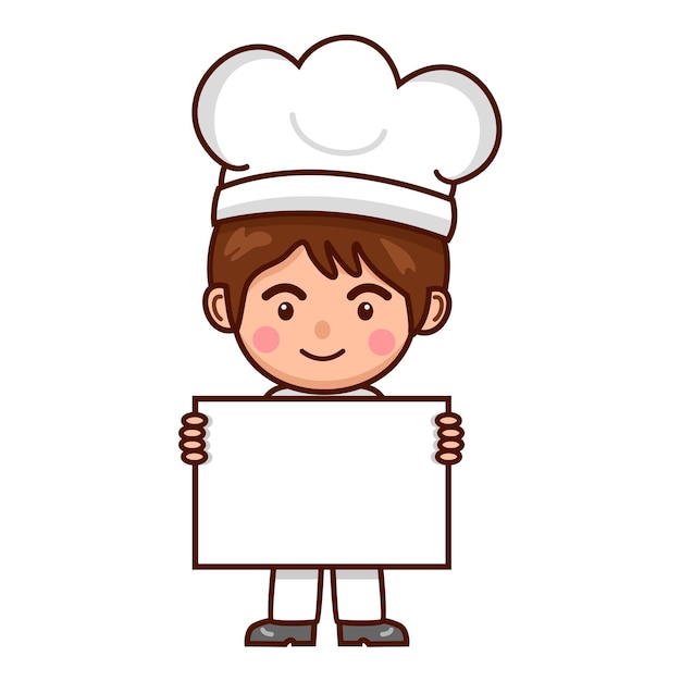 Vecteur mignon, chef, mâle, tenue, vide, enseigne, illustration