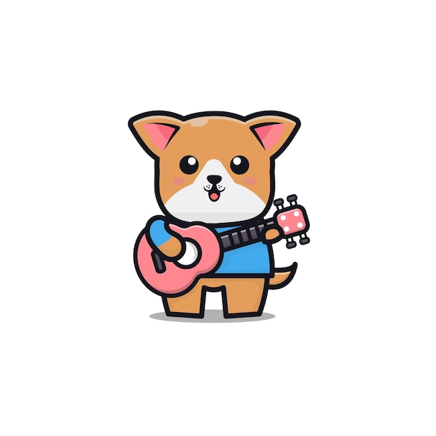 Mignon Chien Jouer De La Guitare