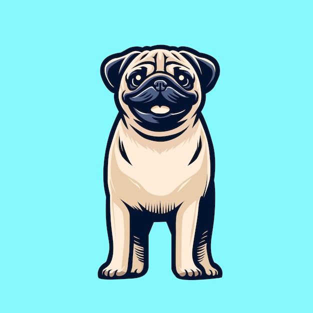 Vecteur le mignon chien pug est debout illustration vectorielle