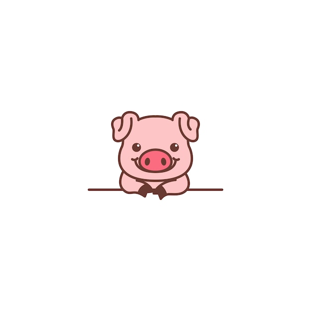 Mignon, cochon, sourire, sur, mur, dessin animé