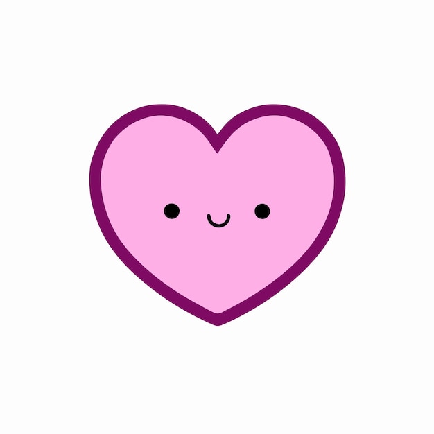 Mignon Coeur Rose Emoji Visage Heureux Icône Smiley Illustration Vectorielle