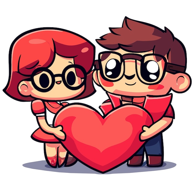 Vecteur un mignon couple d'amour de la saint-valentin dessiné à la main, une mascotte élégante, un dessin de personnage de dessin animé, un autocollant.