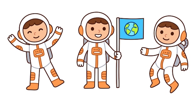 Mignon, Dessin Animé, Astronaute, Garçon, Ensemble