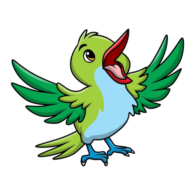 Vecteur un mignon dessin animé de colibri sur fond blanc