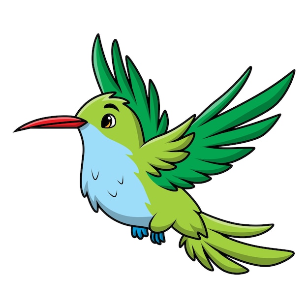 Vecteur un mignon dessin animé de colibri sur fond blanc