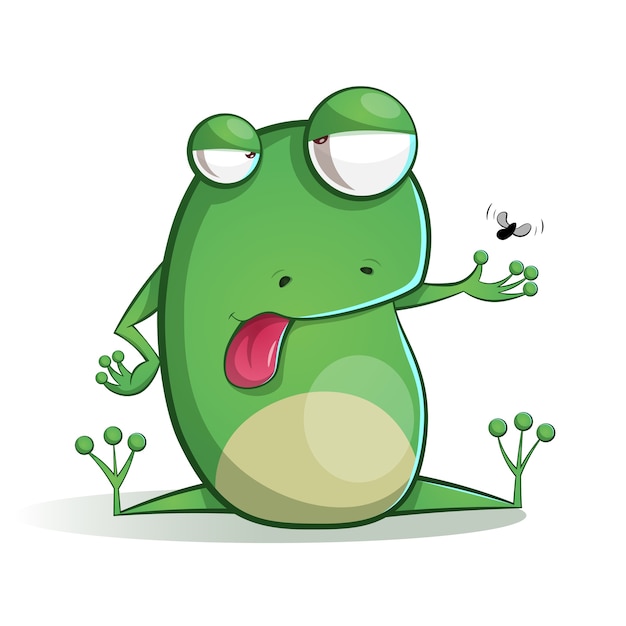 Vecteur mignon, dessin animé drôle de grenouille.