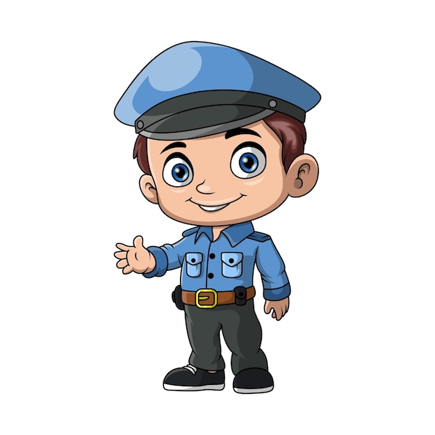 Un Mignon Dessin Animé De Policier Sur Fond Blanc