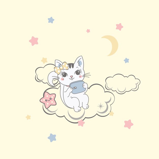 Mignon Et Doux Petit Chat Le Nuage